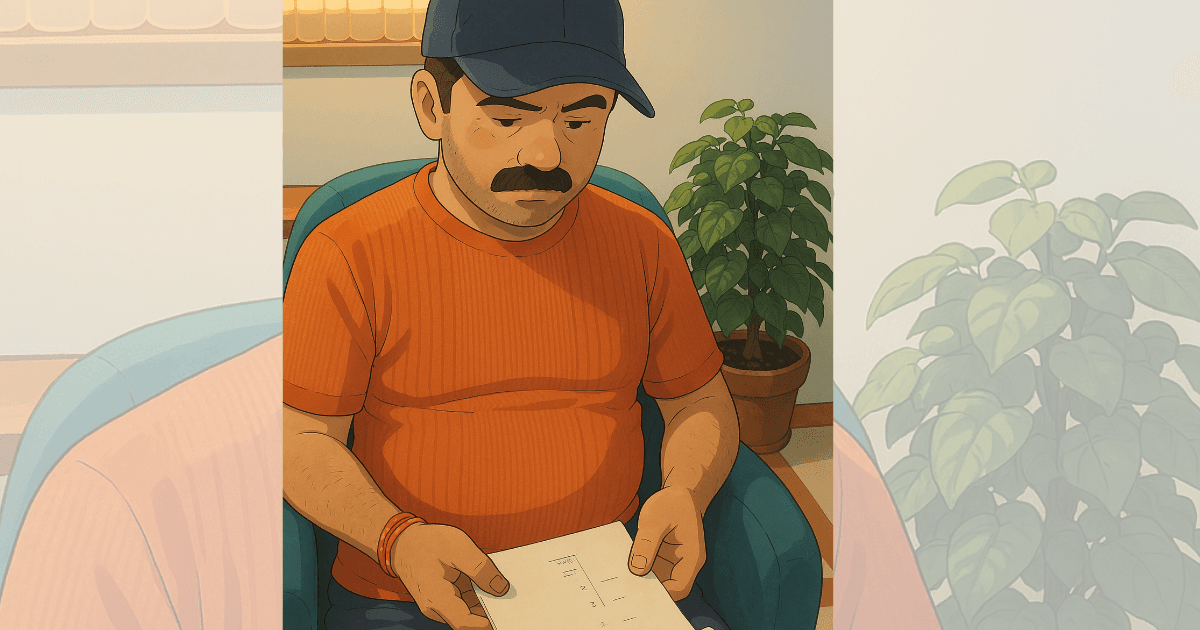 A person sitting in a chair seeing the electricity bill