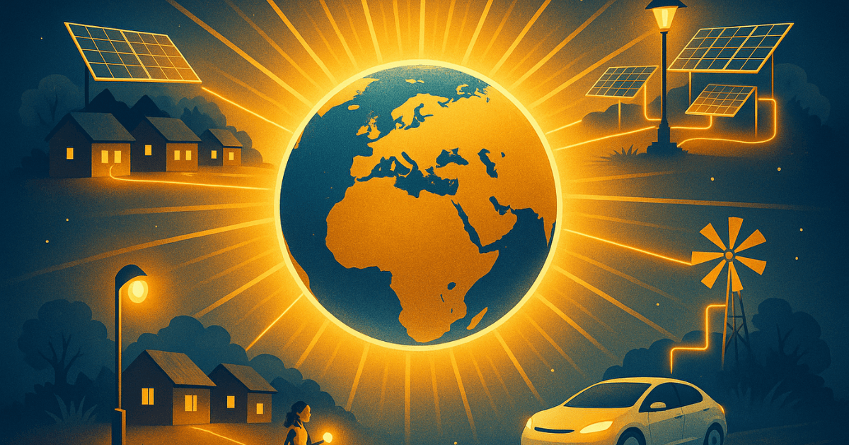 International Solar Alliance, A glowing Earth with solar rays spreading outward.