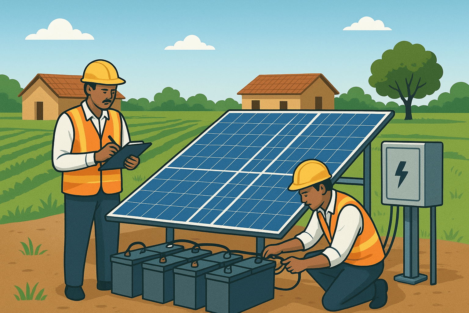 panels installation with grids 